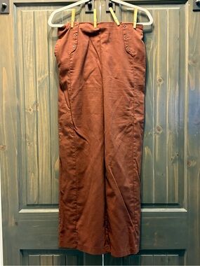 SHEIN Rust Brown High-Waist Straight Leg Chinos
